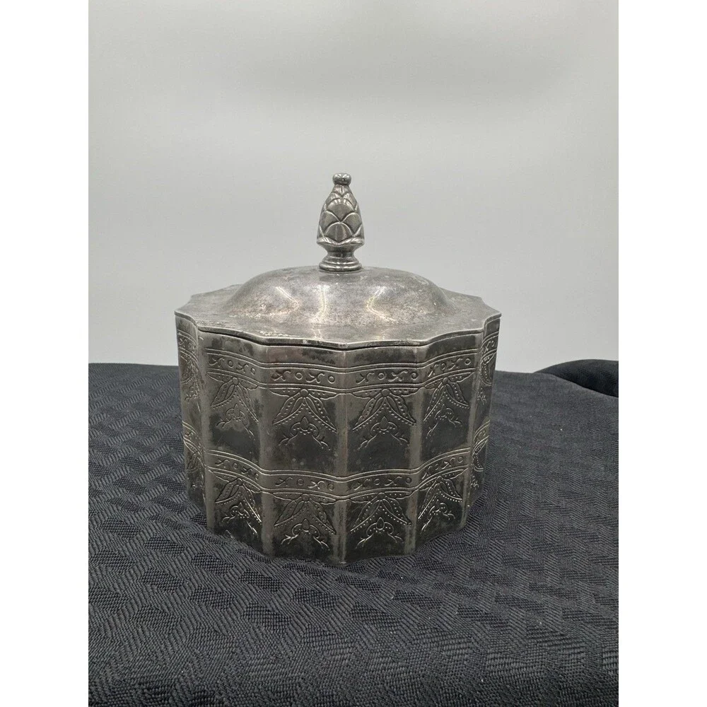 Vintage 1991 Godinger Silver Plated Velvet Lined Jewelry Trinket Box With Lid